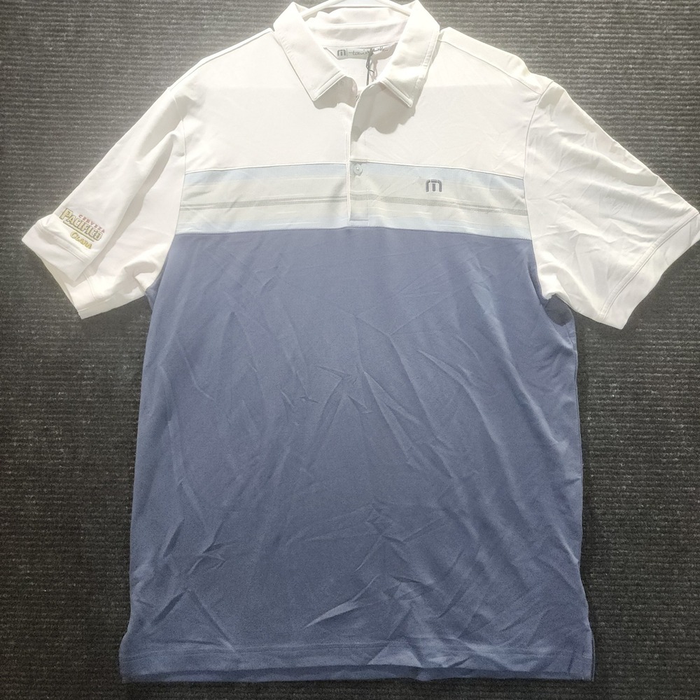 TravisMathew Nantz Polo Shirt Mens Large Blue Indigo Pacifico Clara 1MN128 NEW